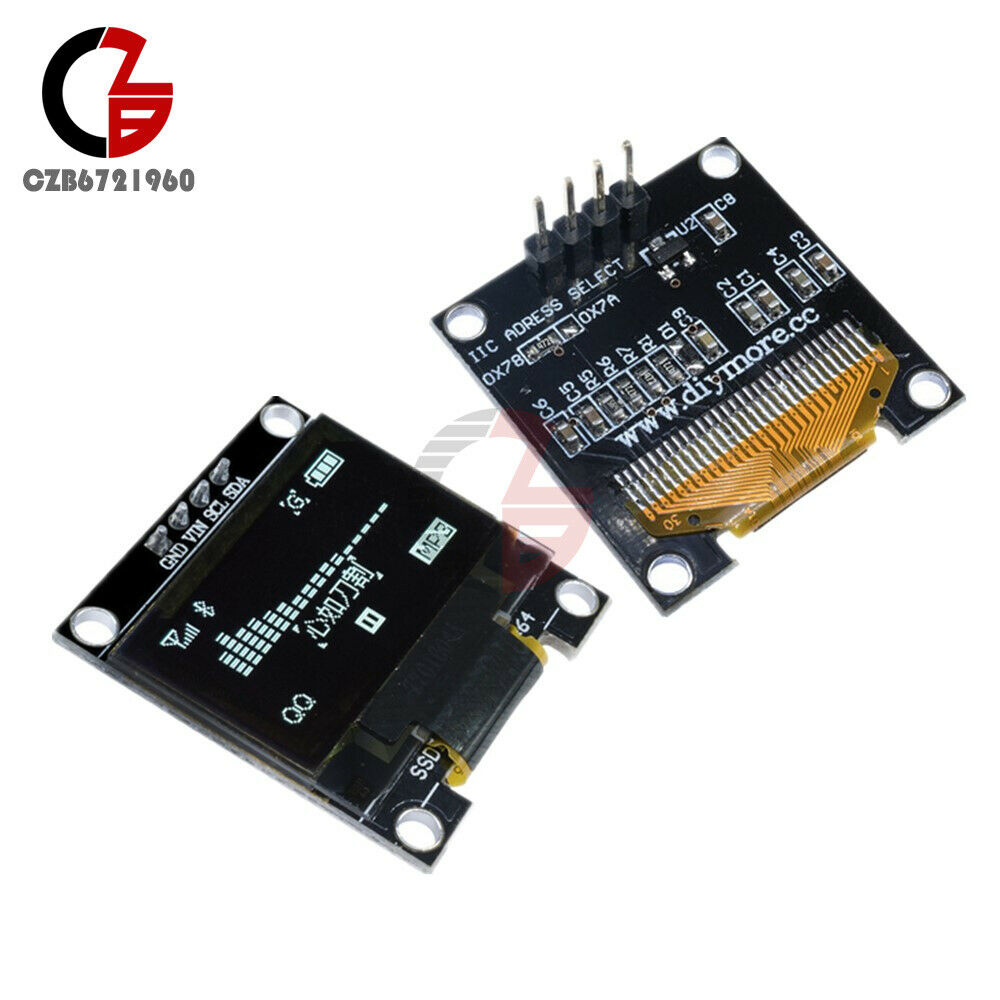 5PCS 0.96" 0.96 Inch 4 pin I2C IIC 128X64 OLED Display Board White for Arduino
