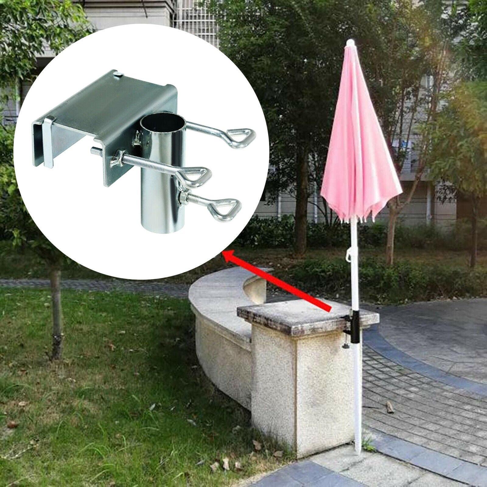 Patio Umbrella Clamp Clip Bench Buddy Deck Stand Holder Garden Bracket Black