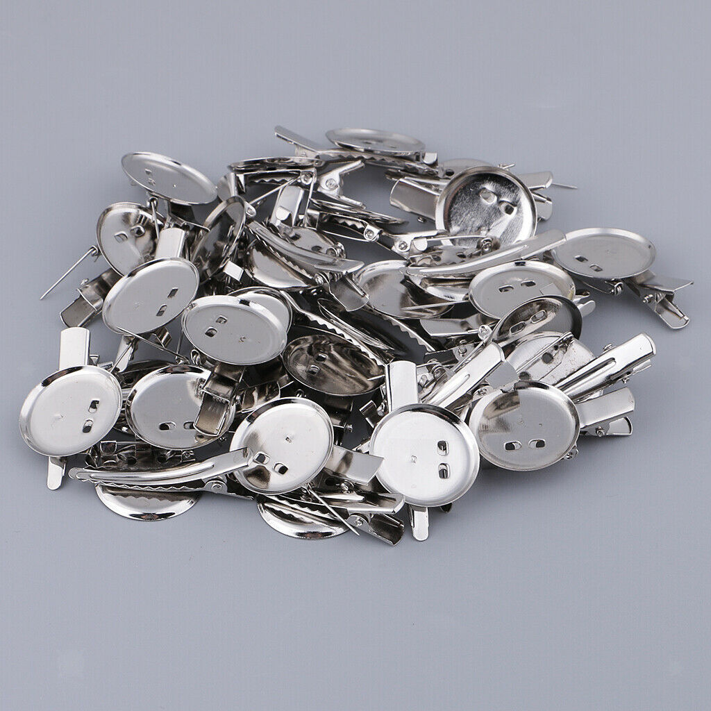 30pcs Round Brooch Base Hair Clips Brooch Pins Cameo Cabochon Base Setting