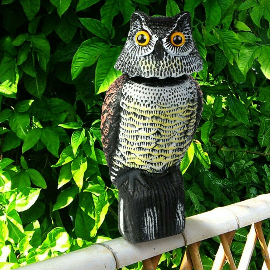 3X 15'' Owl Realistic Eyes Waterproof Control Scarecrow Yard Decoy Plastic