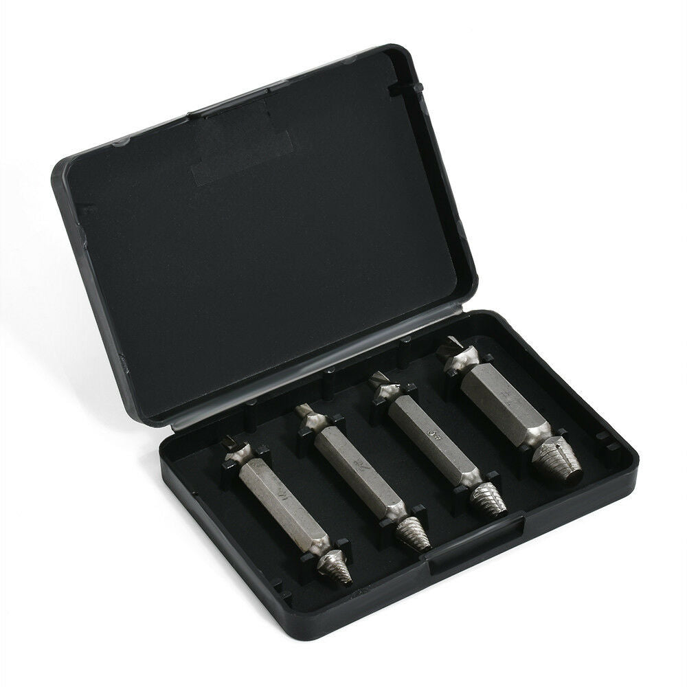 4pcs Damaged Stripped Broken Screw Extractor Drill Bits Easy Out Bolt Remover