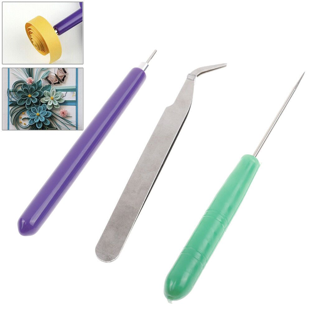 3Pcs paper DIY set quilling paper tools tweezer needle pins slotted pen t.l8