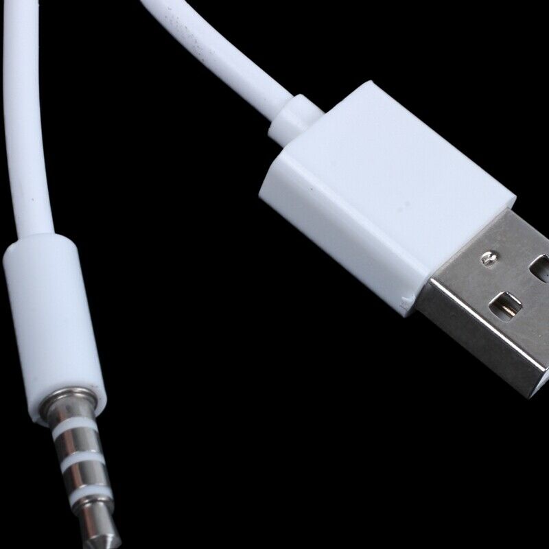 3.5mm Plug Audio AUX to USB 2.0 Plug Adapter Charging Cable 1M White R9O7O7