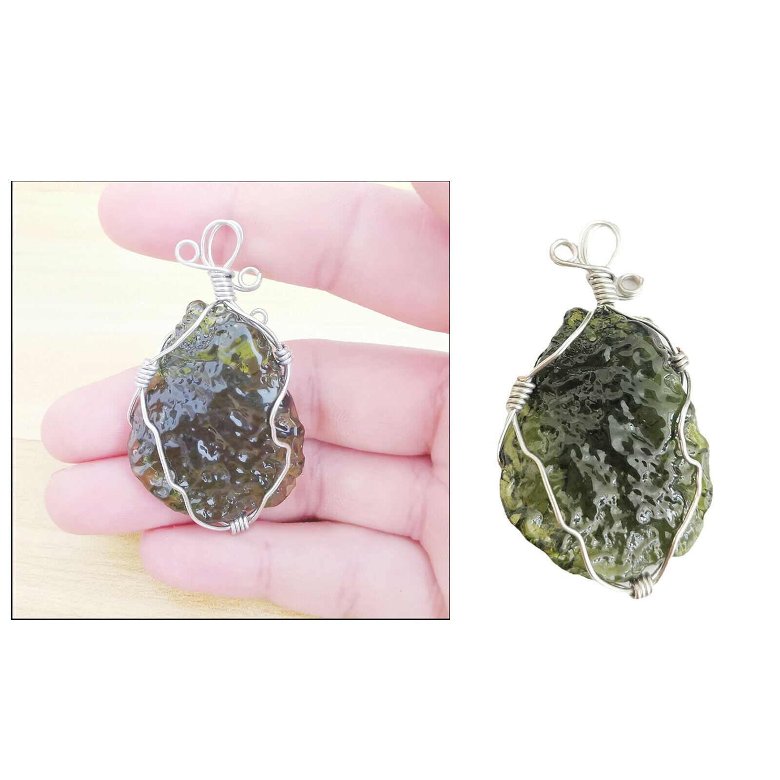 Moldavite Pendant Natural Energy Stone Minerals Elegant Gift for Women Girls