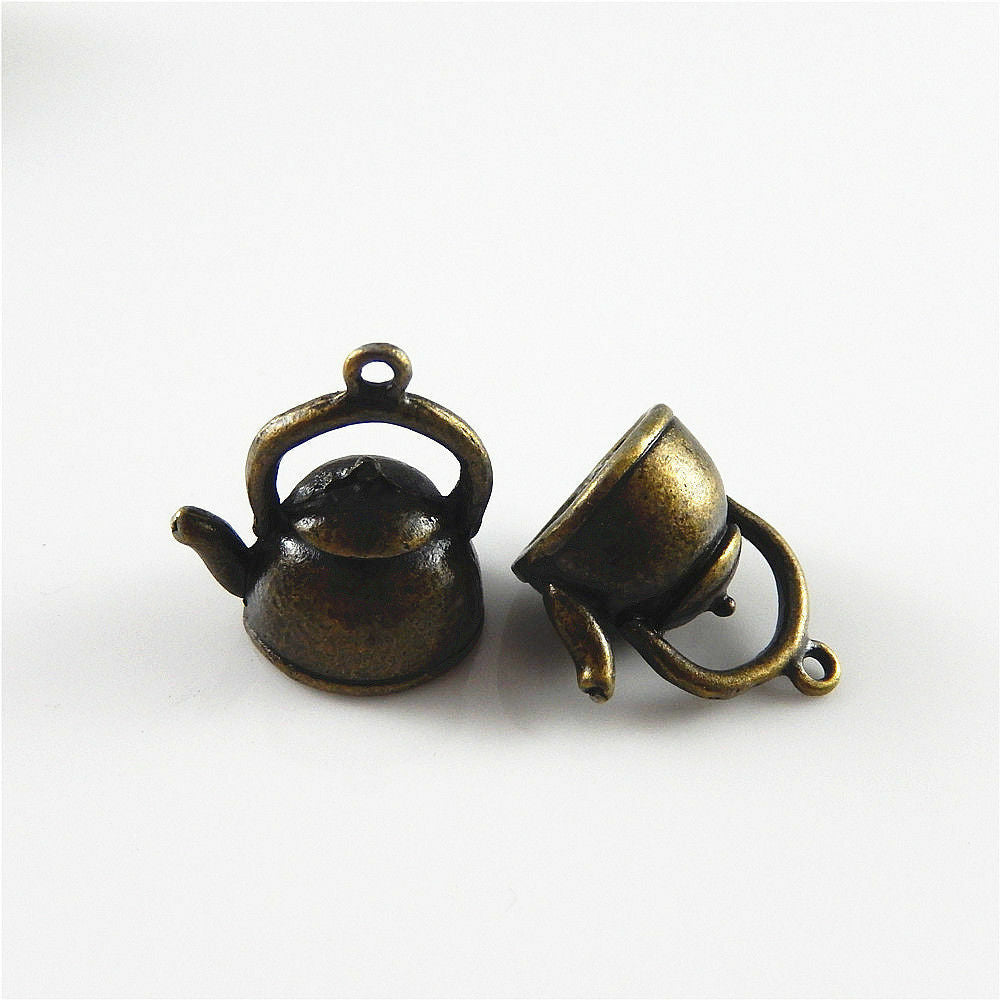 25 pcs Antiqued Bronze Zinc Alloy Water Kettle Charms Pendant Findings 32596