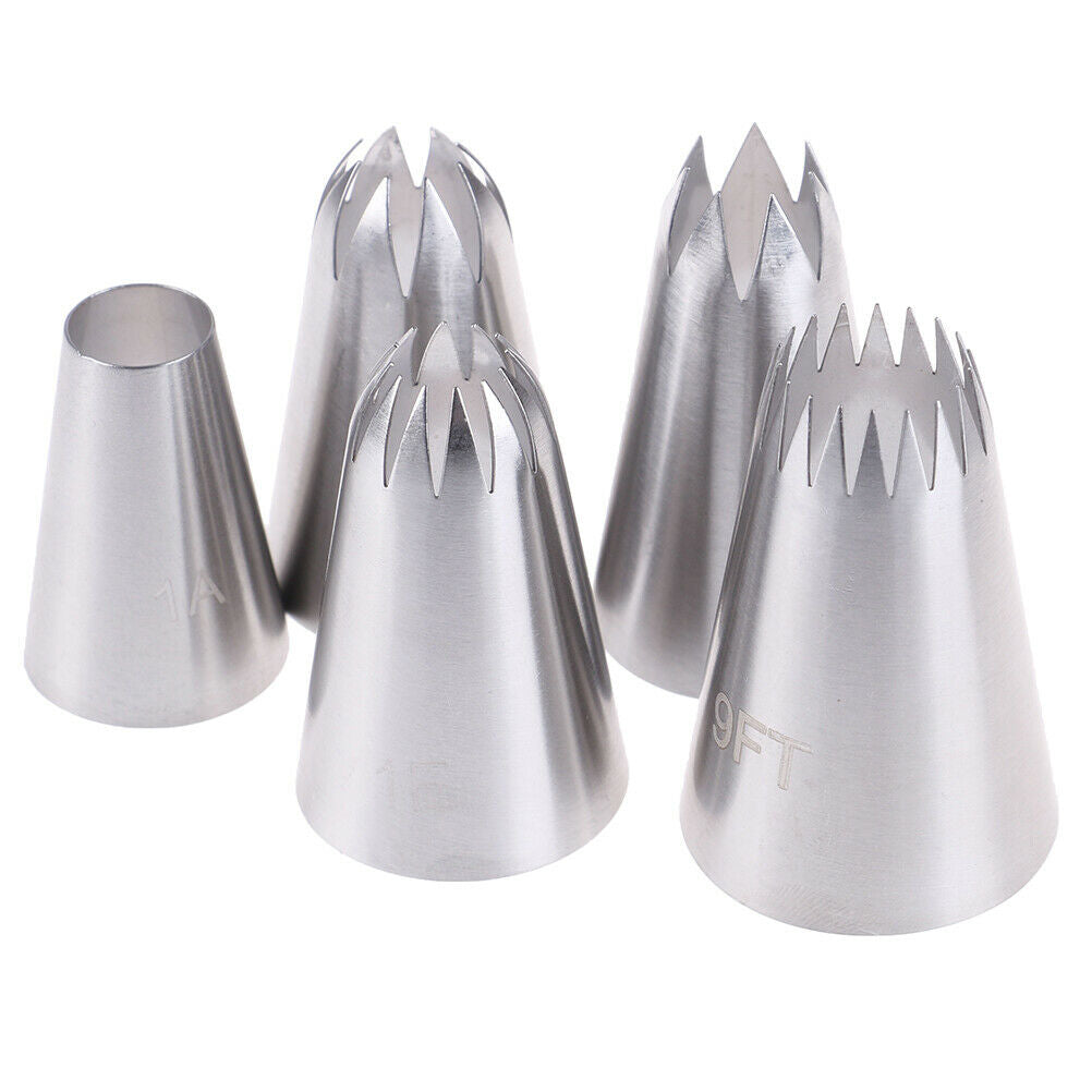 5pcs Large Russian Icing Piping Pastry Nozzle Tips Cake Decorating Tool Nozzl Lt