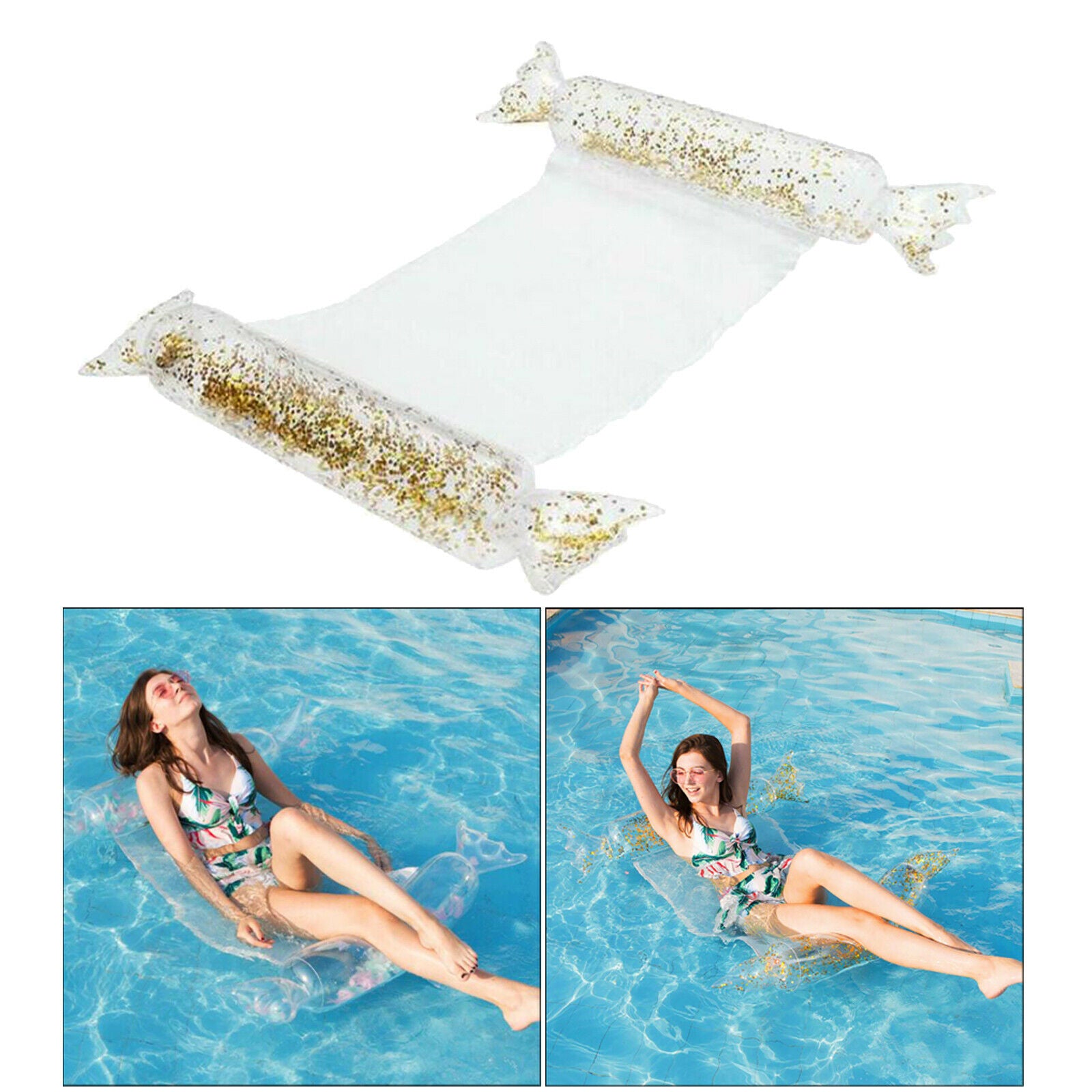Water Inflatable Pool Hammock Float Beach Swimming Pool Water Float Sequins