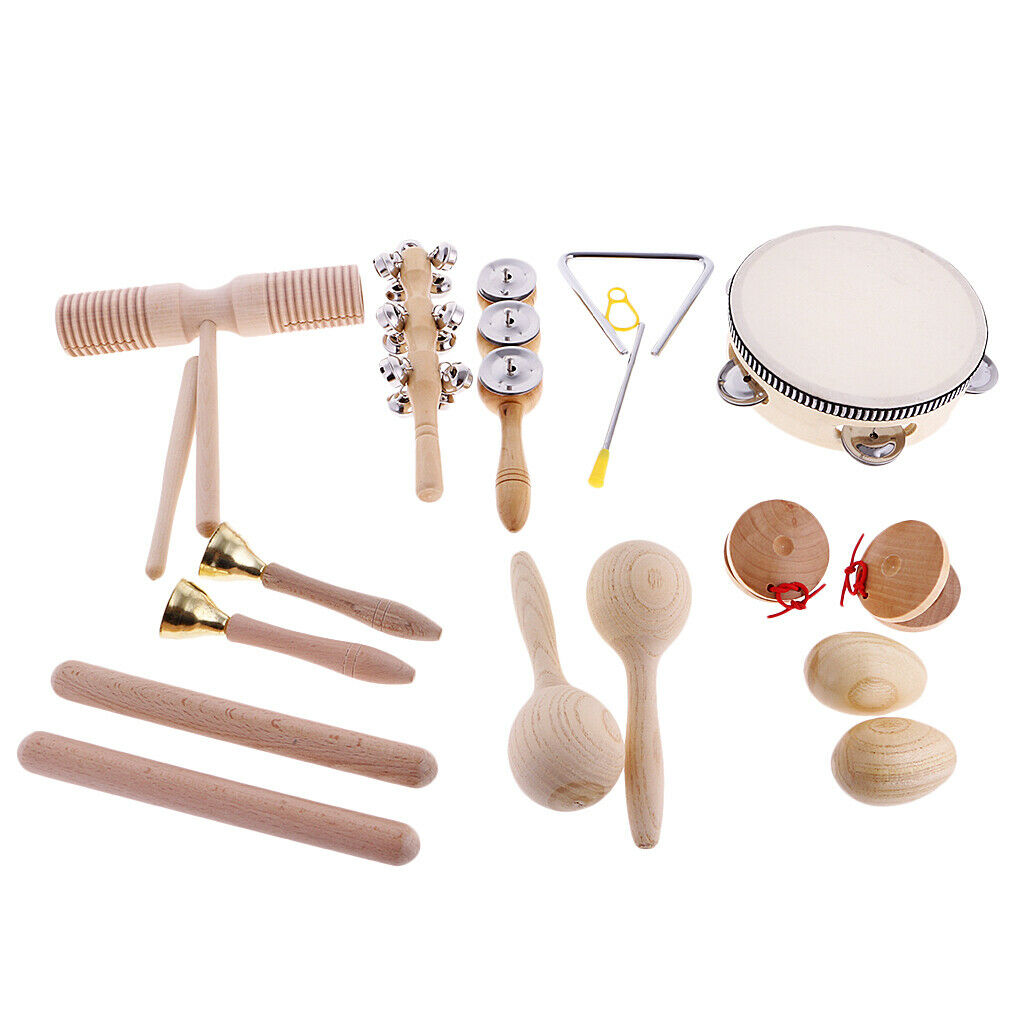 Children Kids Hand Bell Tambourine Maracas Hammer Eggs Musical Gift Set