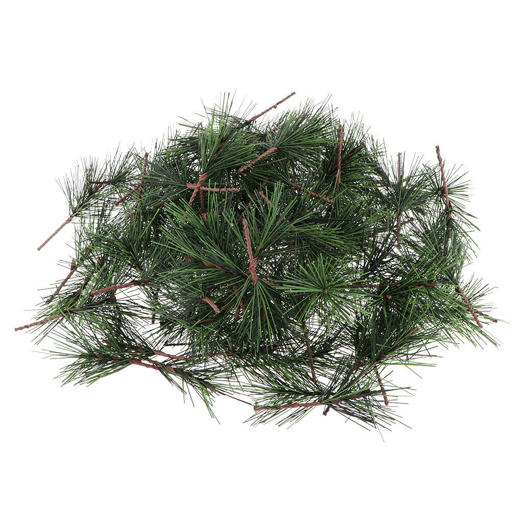 100Pcs Green Pine Needle Artificial Light Leaves Garland Wreath Home Garden