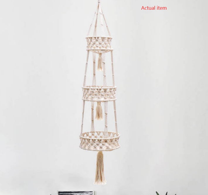 Hanging Fruit Basket Macrame 3 Tier Fruit Food Organizer Decoration Plant Holer