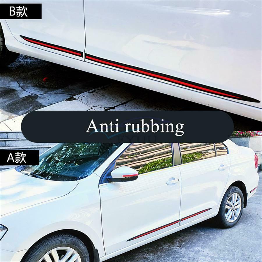4 Pieces 75cm& 60cm Black& Red Car Body Side Skirt Line Decoration Strips Cover