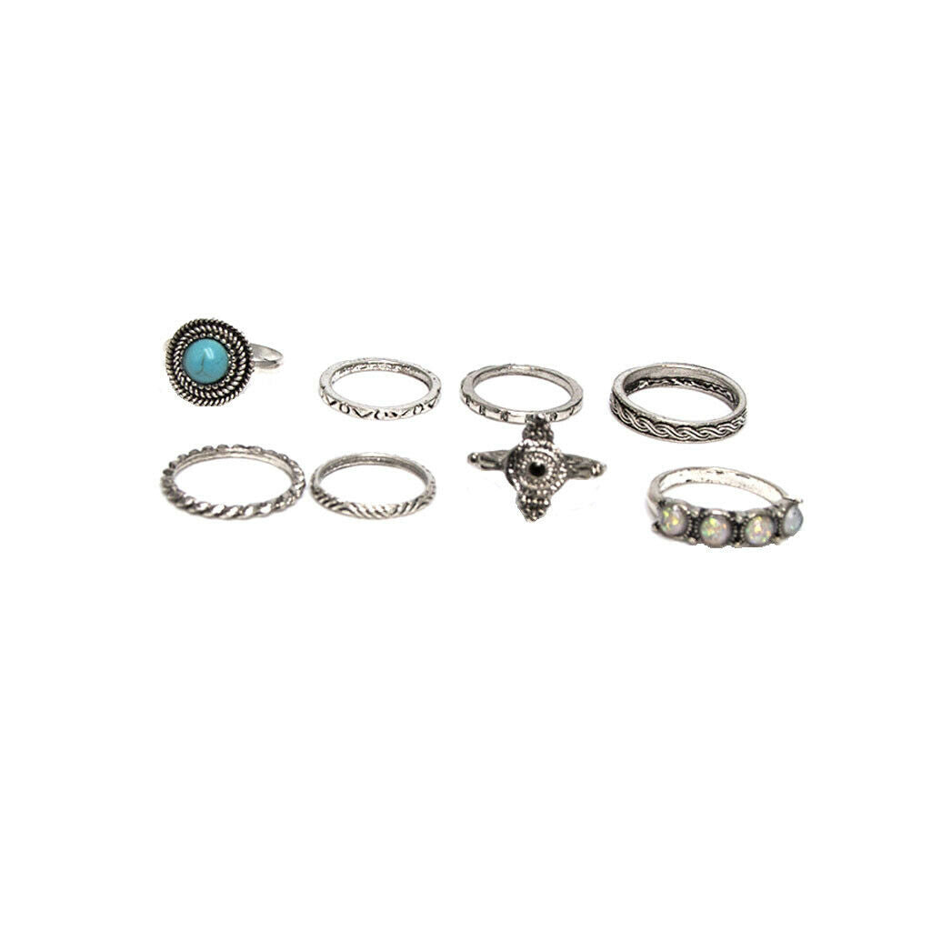 8 Pieces/ Set Retro Turquoise Finger  Knuckle Midi Finger  Jewelry