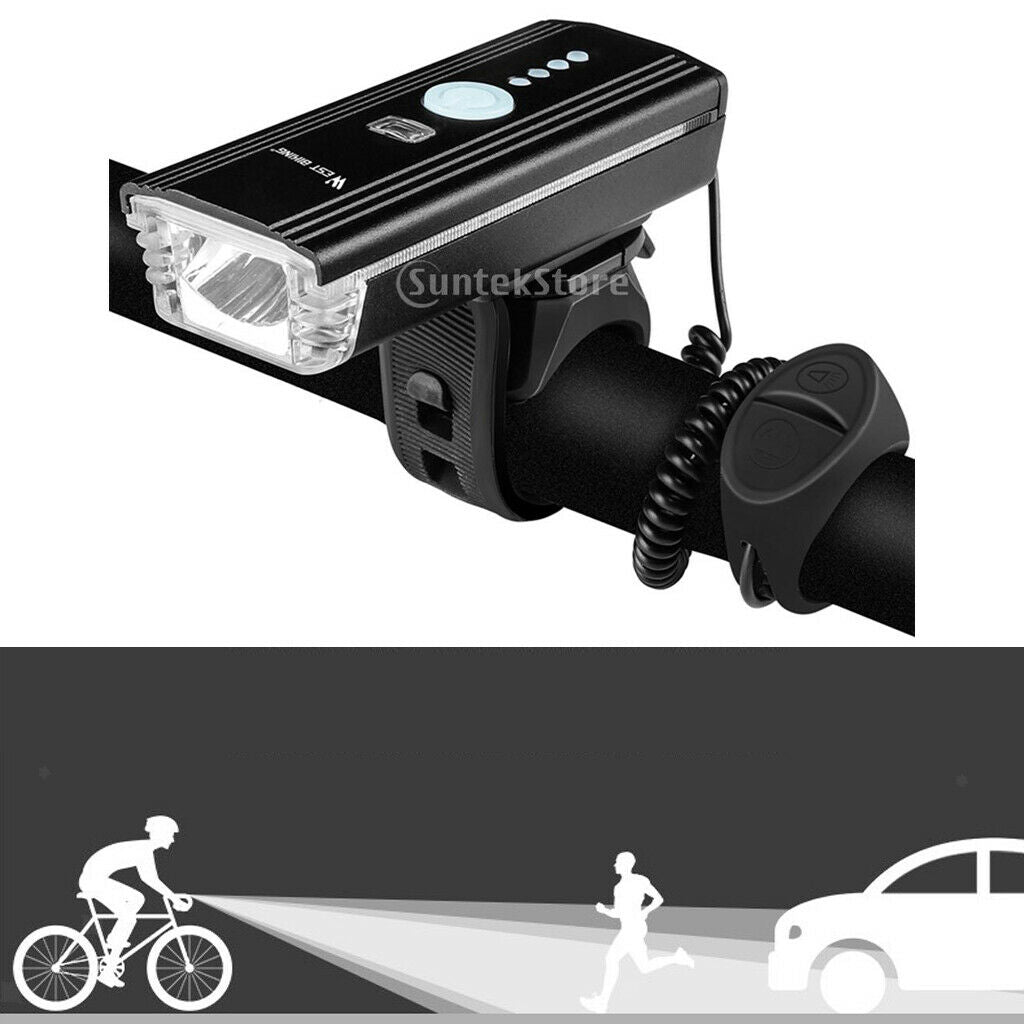 Waterproof Bike Horn Light Bicycle Headlight Sensor LED Bike Front Light 4 Modes