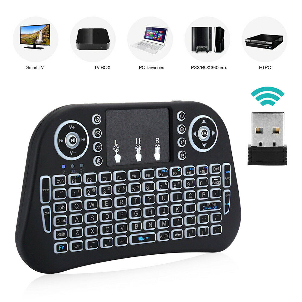 2.4Ghz 94 Key Wireless Keyboard QWERTY Pad Touchpad LED Backlight USB Receiver