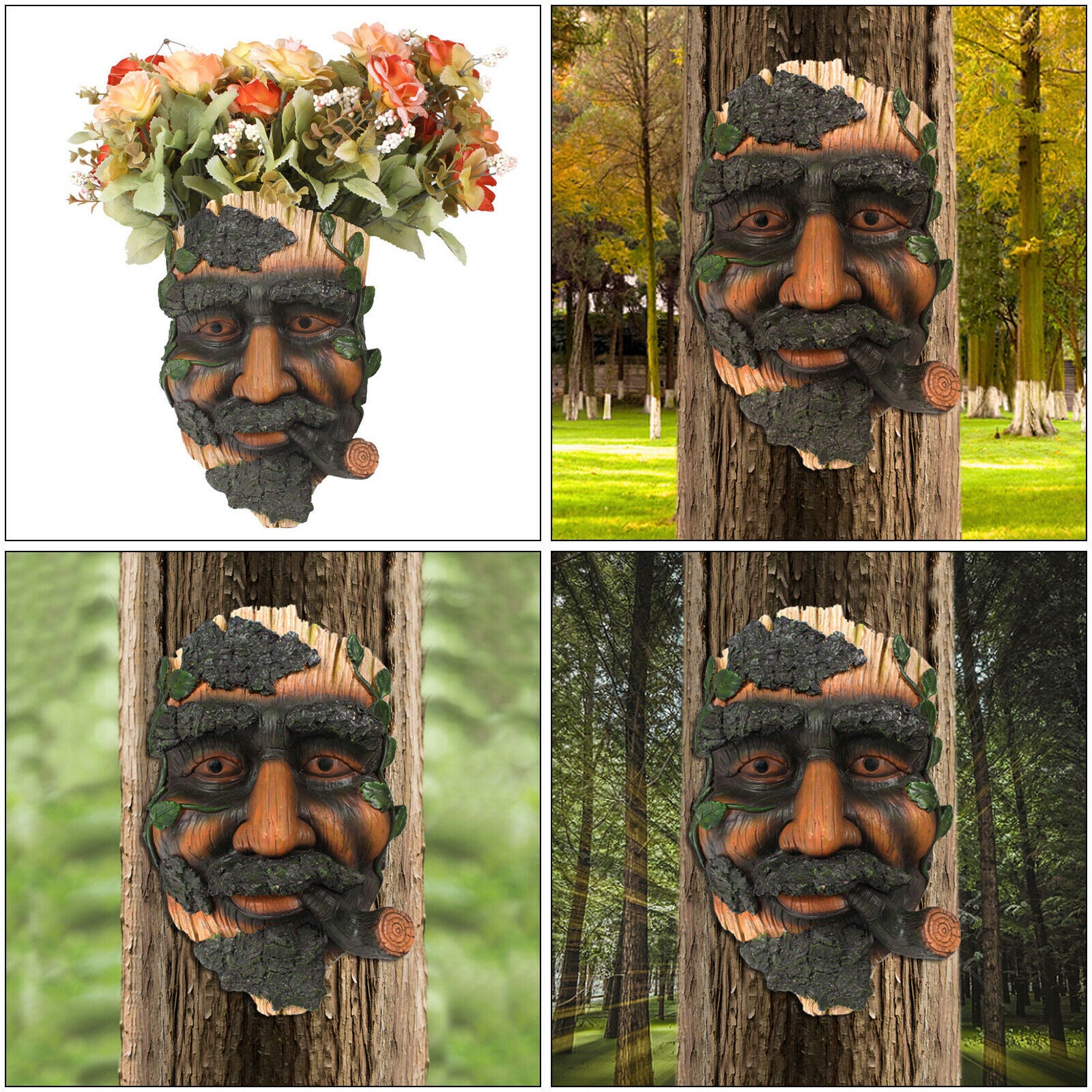 Tree Face Decor Funny Whimsical Tree Hugger Flower Pot Garden Wall Planter