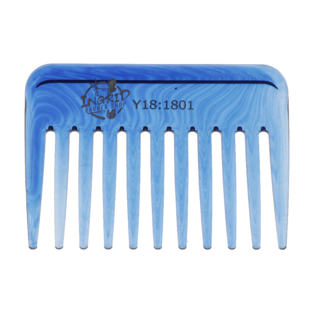 Wide-Teeth Detangling Curly Hair Comb Mens Back Head Styling Oil Comb Blue