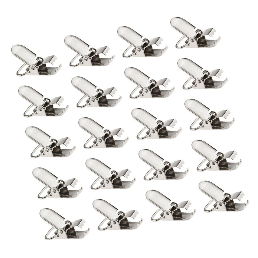 20pcs Metal Pacifier Suspender Clips Webbing Dummy Strap Holder Craft Hooks