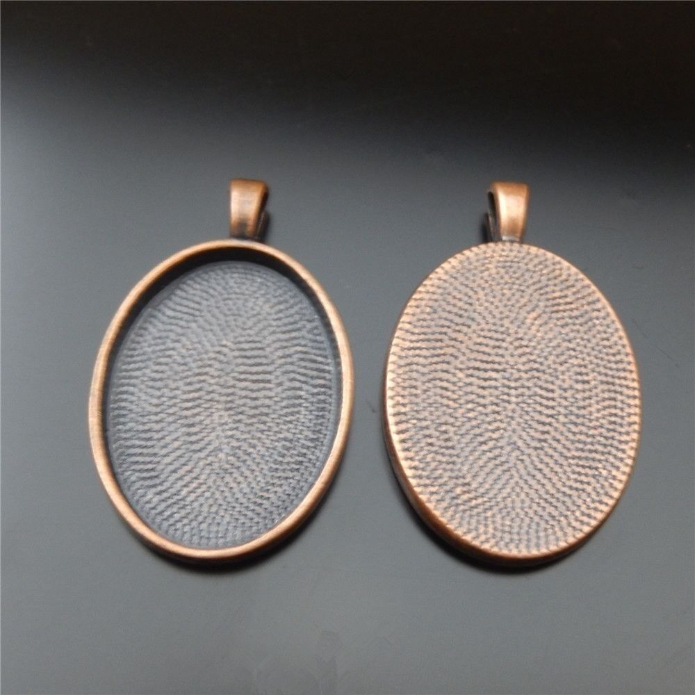 10 pcs Bronzed Base Setting Oval Bezel Frame Photo Art Pendant Charm 30*22mm