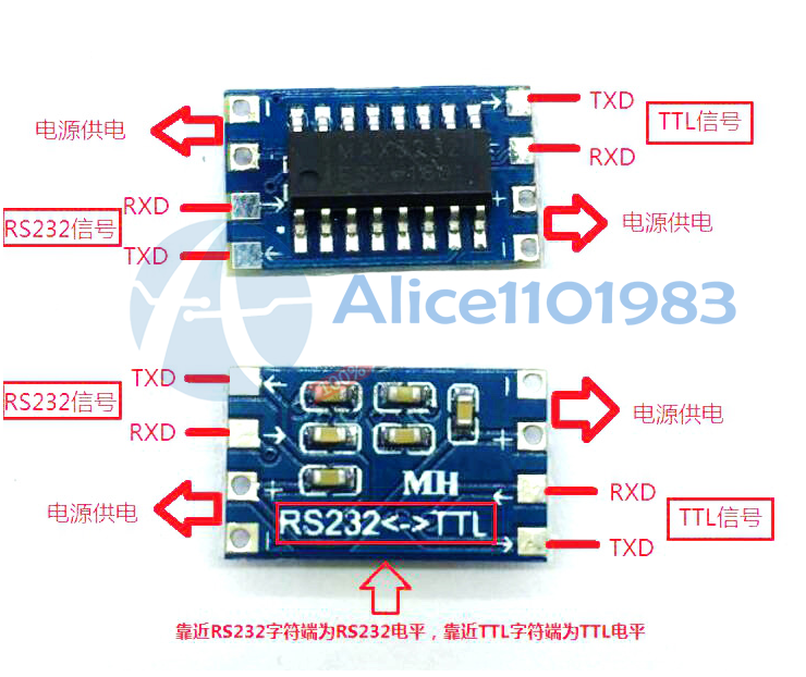 2PCS Serial Port RS232 to TTL Converter Adaptor Module Board MAX3232 115200bps