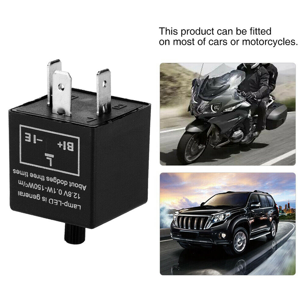 3 Pin 12V Flasher Relay Car Turn Signal Blinker Electronic LED Light Motorcycle