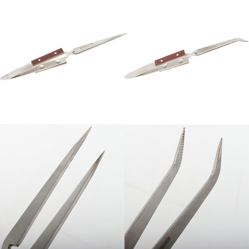 Stainless Steel Soldering Bouncing Self Clip Welding Fixed Tweezer Curved