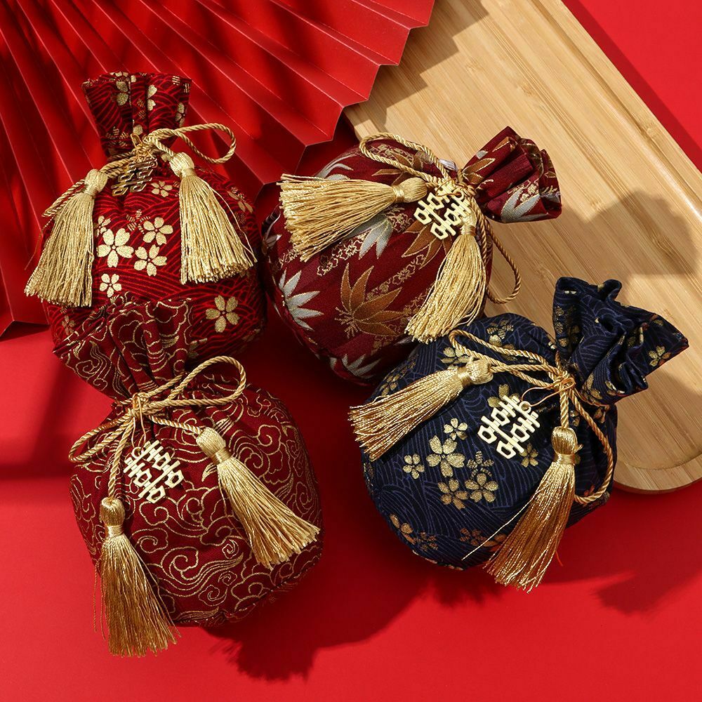 Party Tassel Bag Portable Candy Pouches Gift Bags Drawstring Pocket Candy Bag