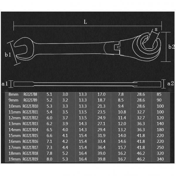 1pc Tubing Ratchet Wrench Spanners Flexible Head Durable Alloy Steel 11mm