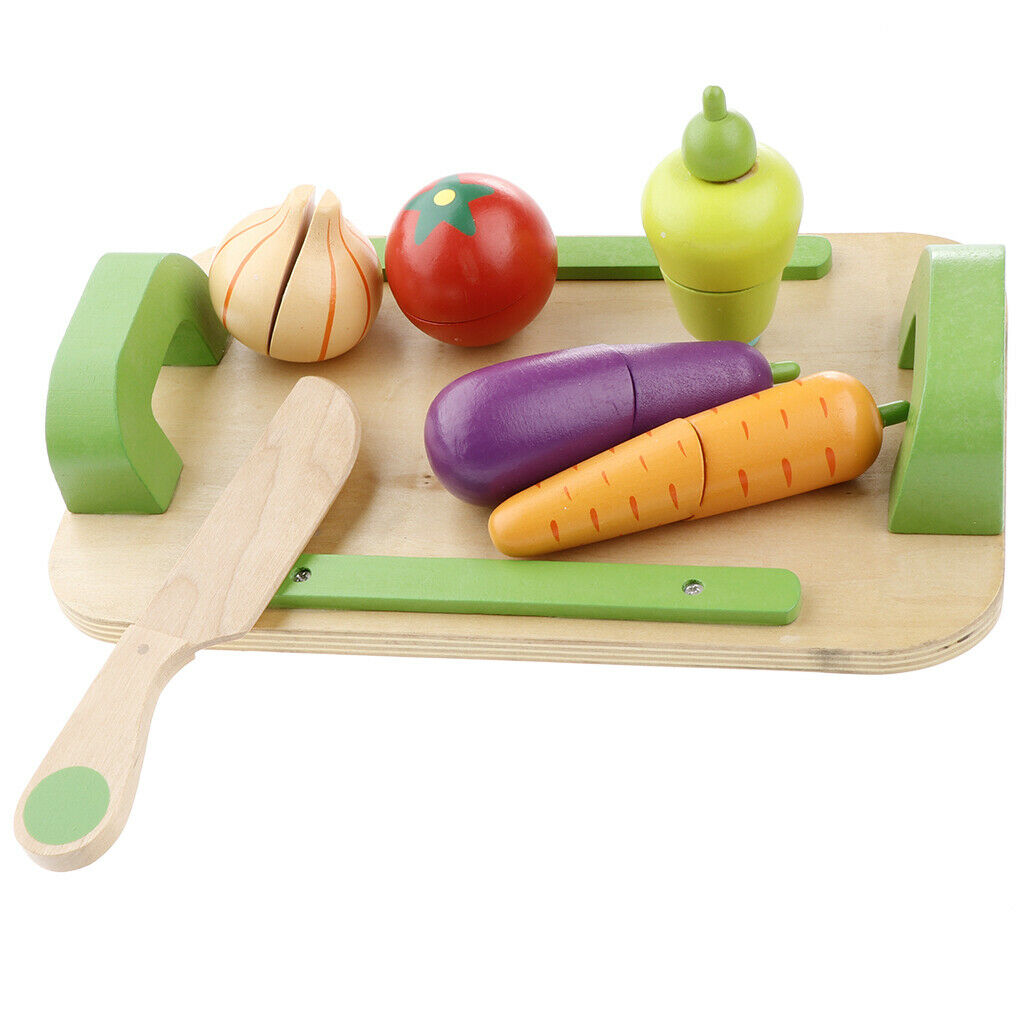 Wooden Cutting Fruit Food Fun Toys Magnetic Cooking Sets Pretend Food Playset