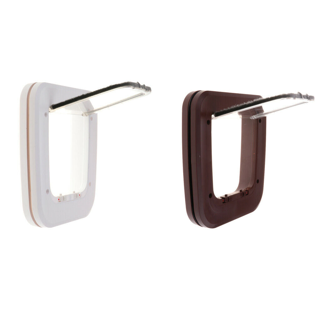 ABS Pet Cat Small Dog Puppy Magnetic Lock Flap Door Outdoor Alleyway White