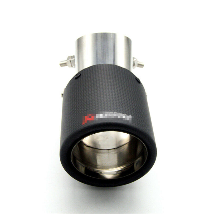 1x Universal Carbon Fiber Look Car Exhaust Tip Pipe 63mm In 89mm Out Muffler Tip