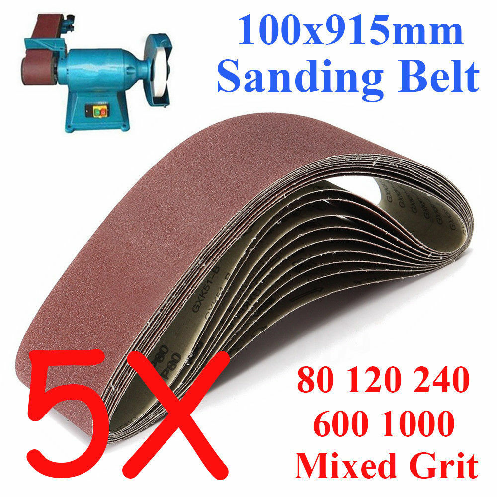 5PCS 100x915mm 914 Sanding Belt 80 120 240 600 1000 Mixed Grit For Wood Grinding