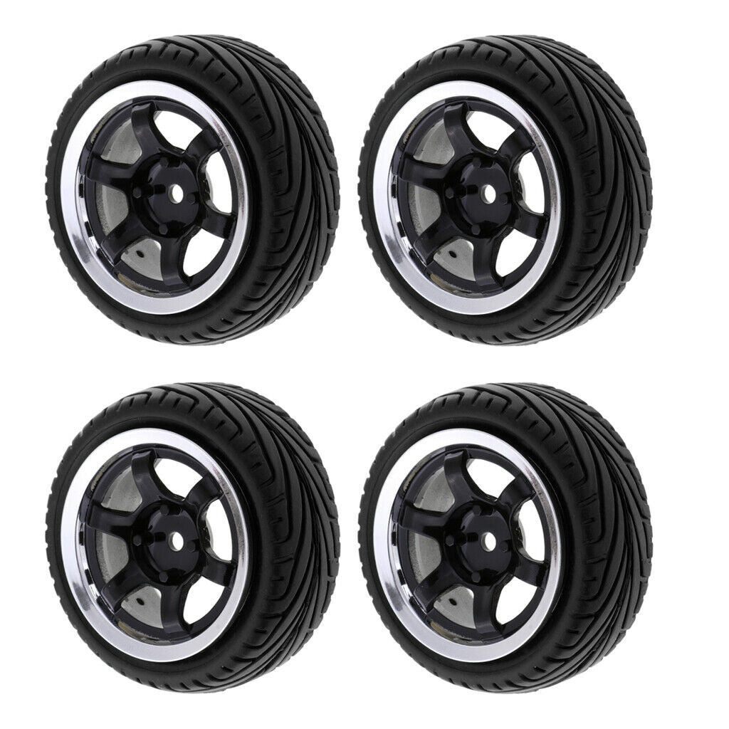 4 Pieces RC Flat Racing Tire Tire Rim for HSP HPI 1:10 on Road Cars 6017