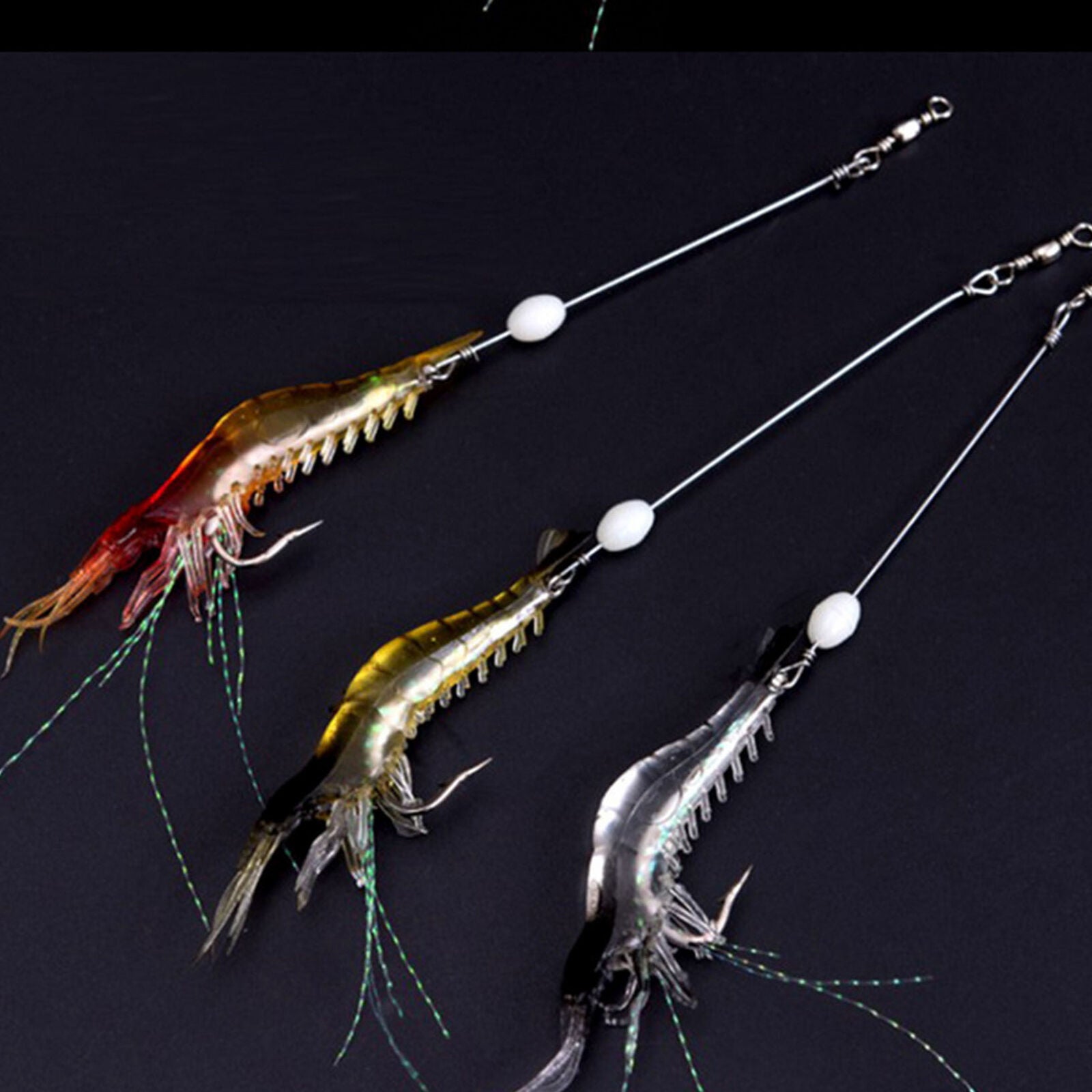 10pcs Soft Shrimp Bait Luminous Silicone Prawn Fishing Lures Hook Bait Saltwater