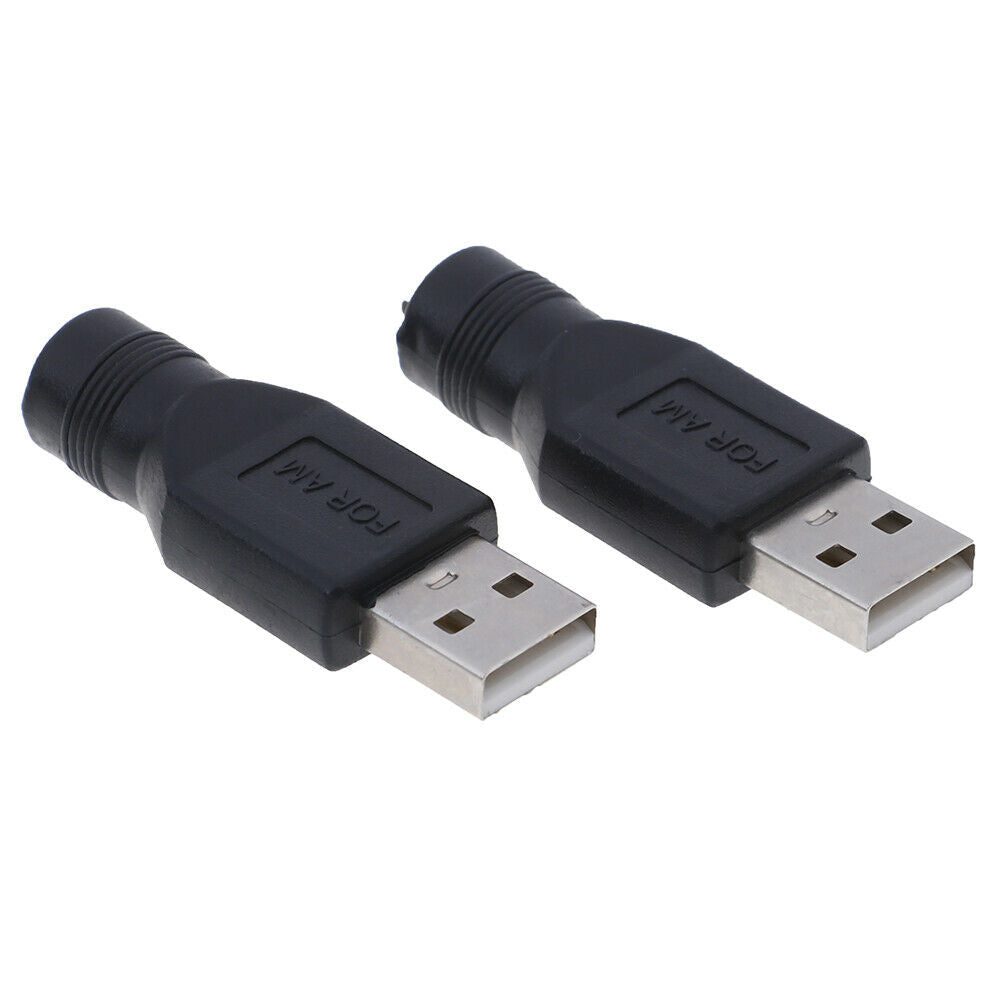 2Pcs USB female to 5.5mm x 2.1mm female DC power converter charger adapter