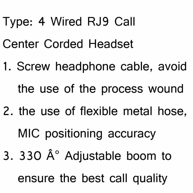 5x 4 Wired RJ9 Call Center Corded Operator Telephone Mic Headset Monaural Sil