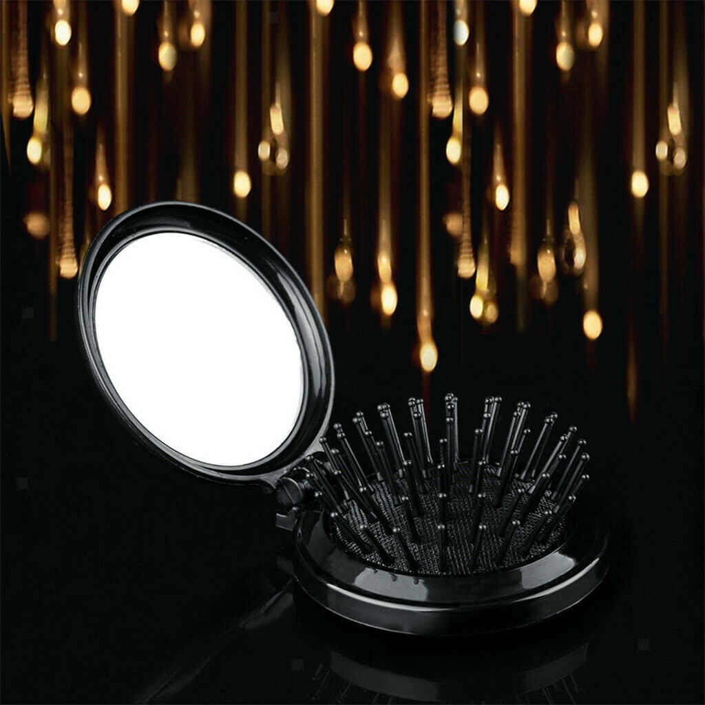 Travel Folding Hair Comb Mini Air Cushion Scalp Massage Comb Brush Black