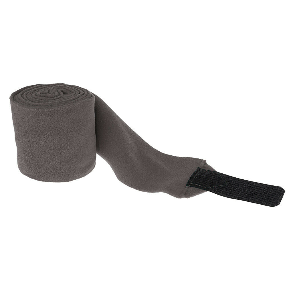 Horse Grooming Care Set Of 4 Fleece  Leg Wraps Equestrian Equip Supplies - Gray