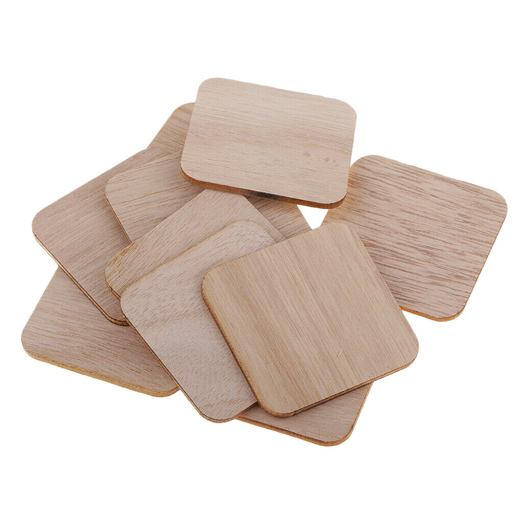 Natural Wood Square Sign Unfinished Wood Die-Cut Labels, 100