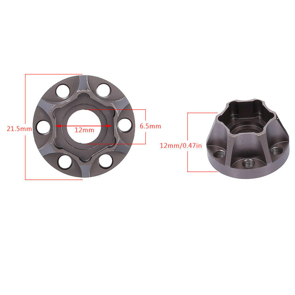 12mm Wheel Hex Rim Hub Drive Adapter for 1/10 Axial SCX10 TRX4 D90 Titanium