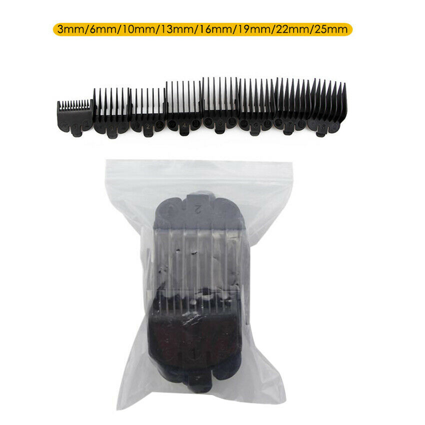 Universal 8 Pcs Hair Clipper Limit Combs Guide Attachment Size Replacement Black
