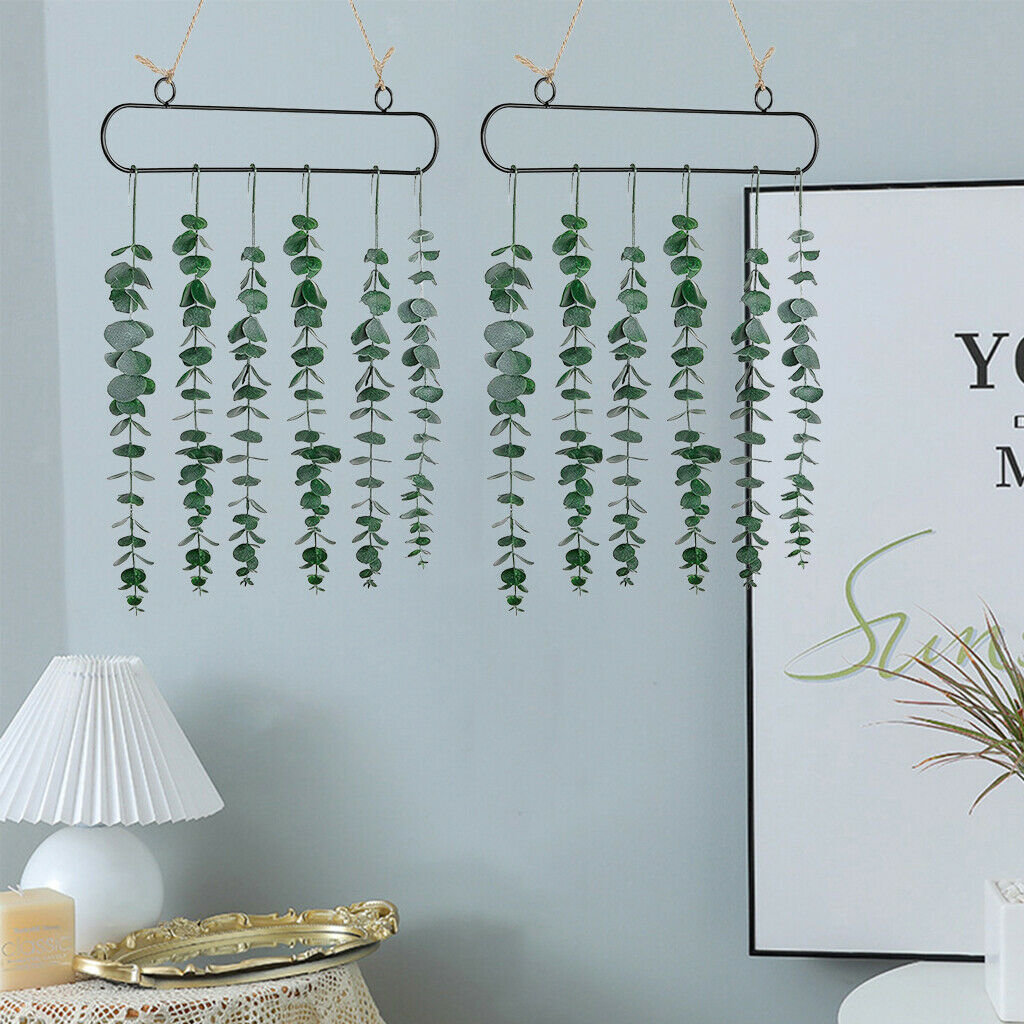 2Pcs Rustic Eucalyptus Leaves Wall Decor Greenery Boho Backdrop Decoration