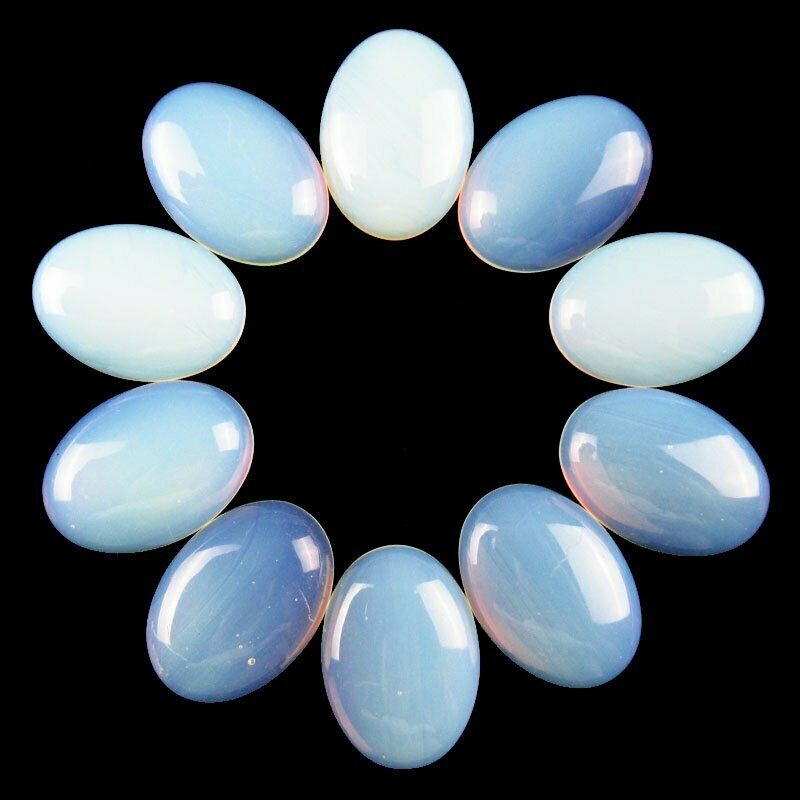 8Pcs 34g Natural Opal Opalite Oval 25x18x6mm Cab Cabochon A-235JM