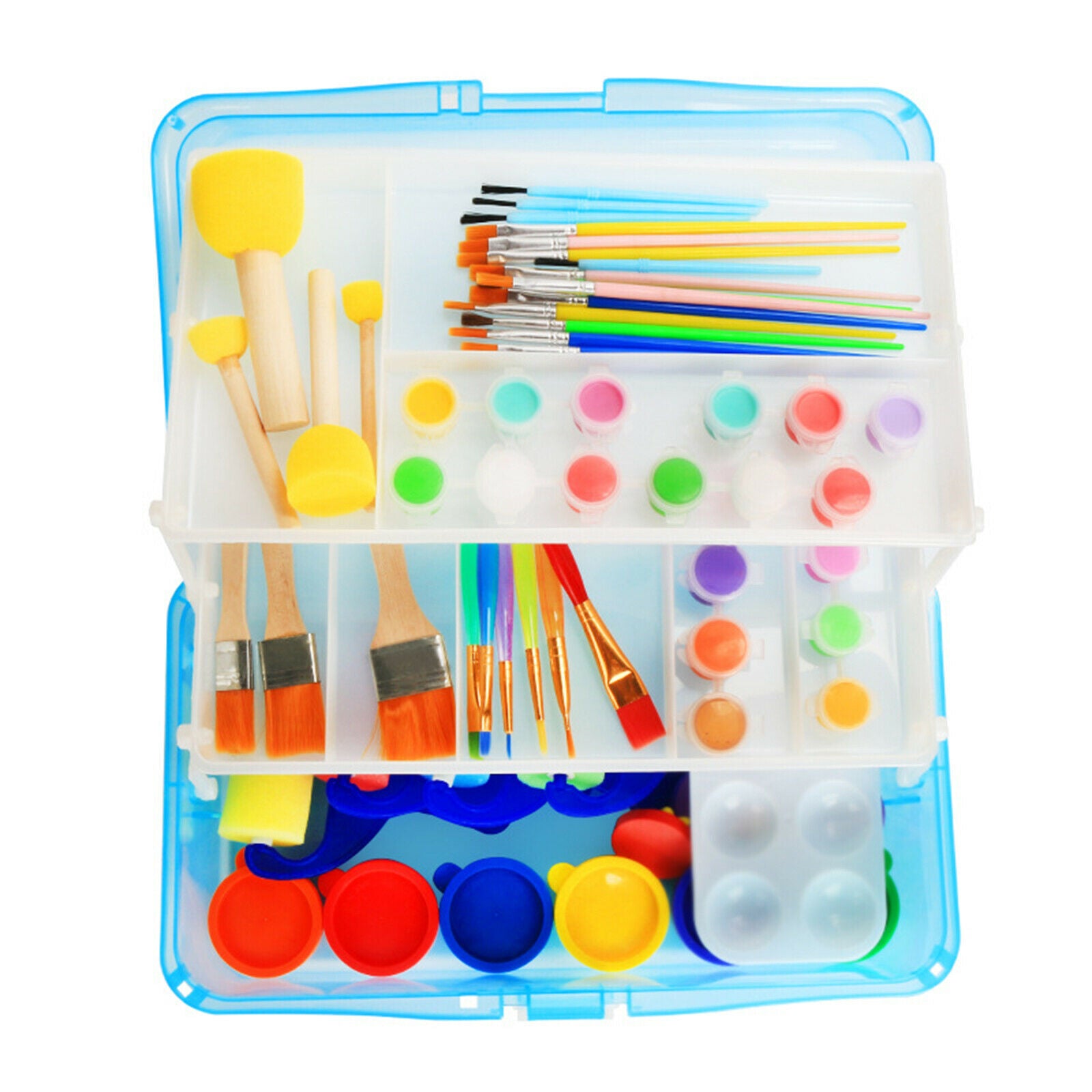 Three-Layer Plastic Storage Box Tool Box Organizer Handled for Art Craft