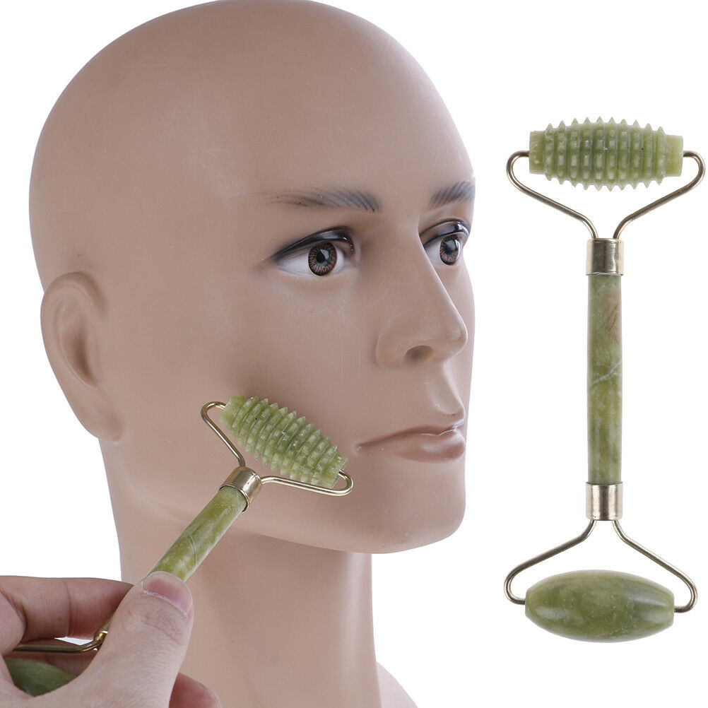 Natural jade stone face massager rollers spa head neck body facial tools .l8