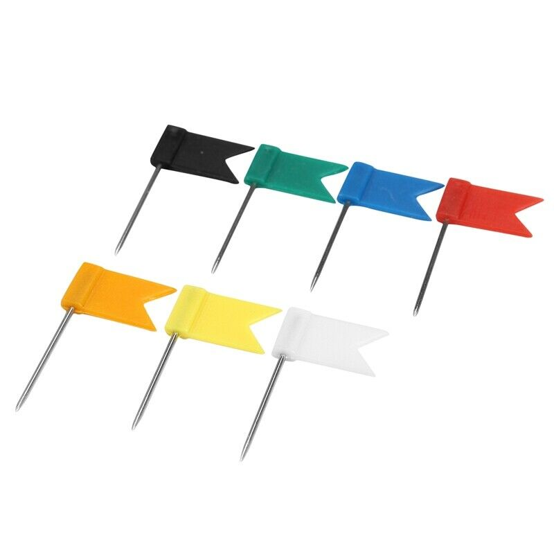 100 Pieces Map Flag Push Pins Tacks, Assorted 7 Colors F2T8T8