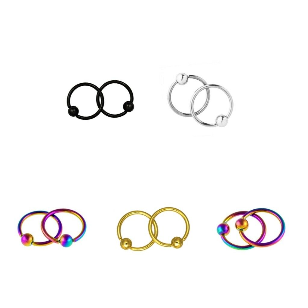 5 Pairs 16G 4mm Captive Bead Nose Earring Hoop Piercing Rings for Men Women