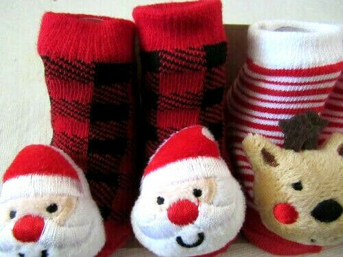 Baby Essential Bootie 0-6 Months 2 Pairs Santa Christmas & Bears Infant Socks