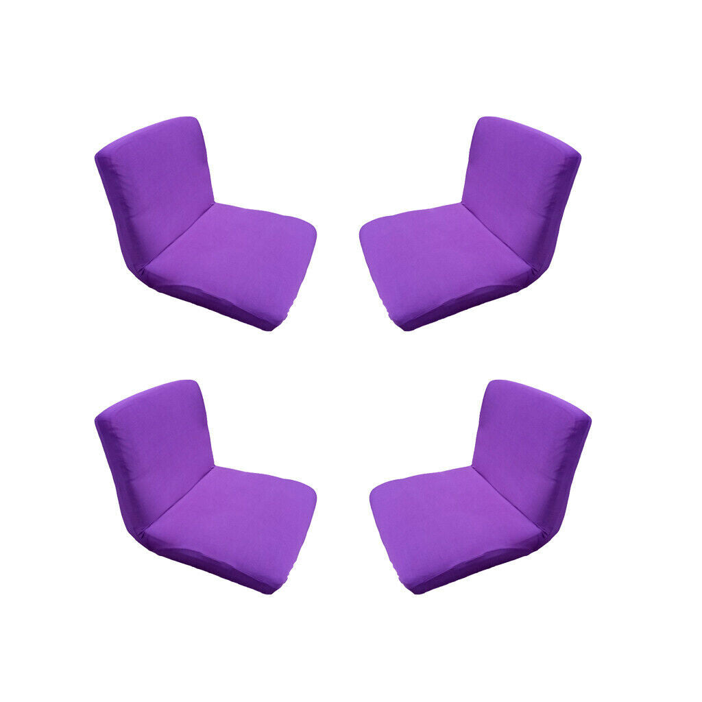4Pcs Purple Removable Short Kitchen Dining Bar Club One-piece Bar Stool Chair