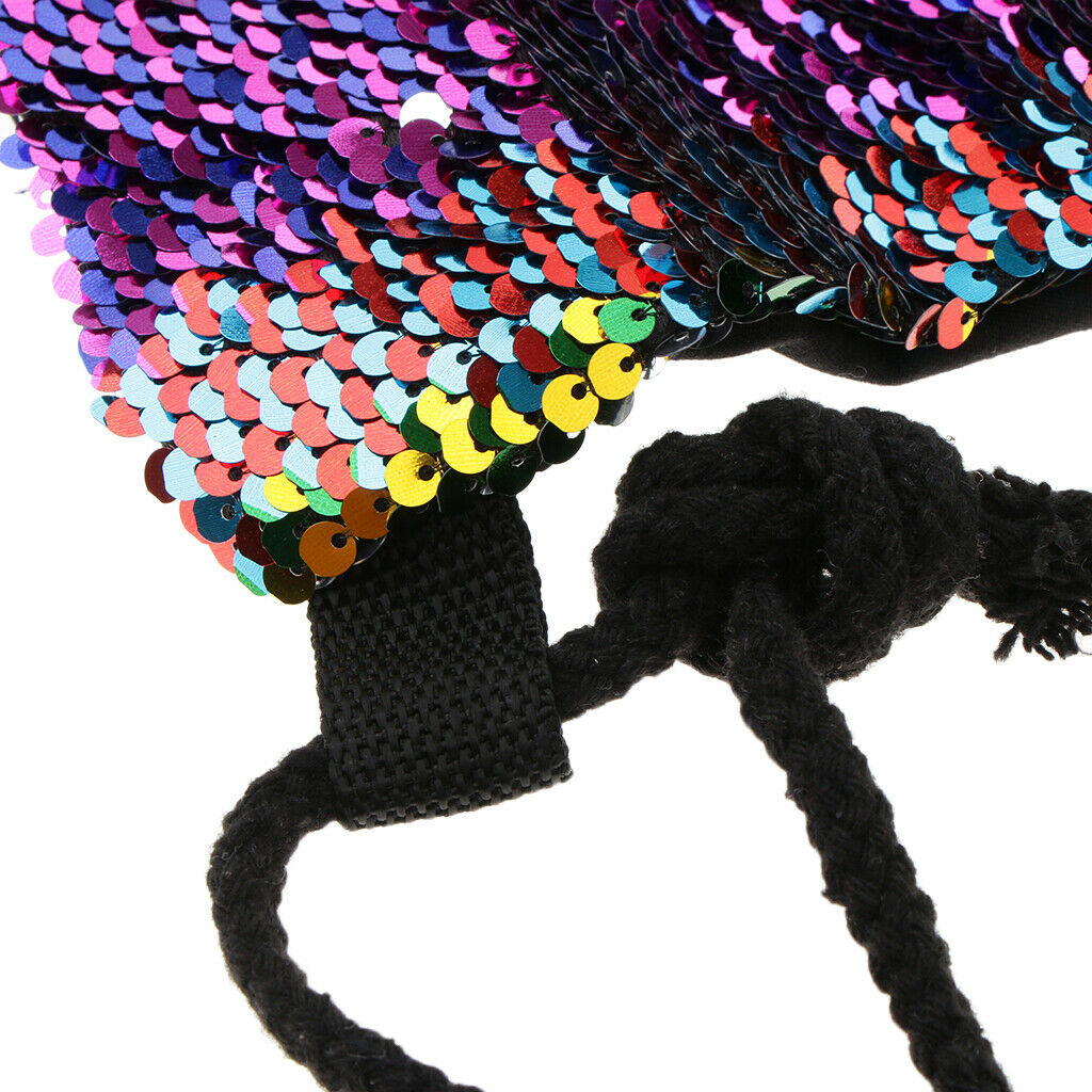 Sequin Drawstring Bag Reversible Sequin Backpack Glittering Shoulder Bag