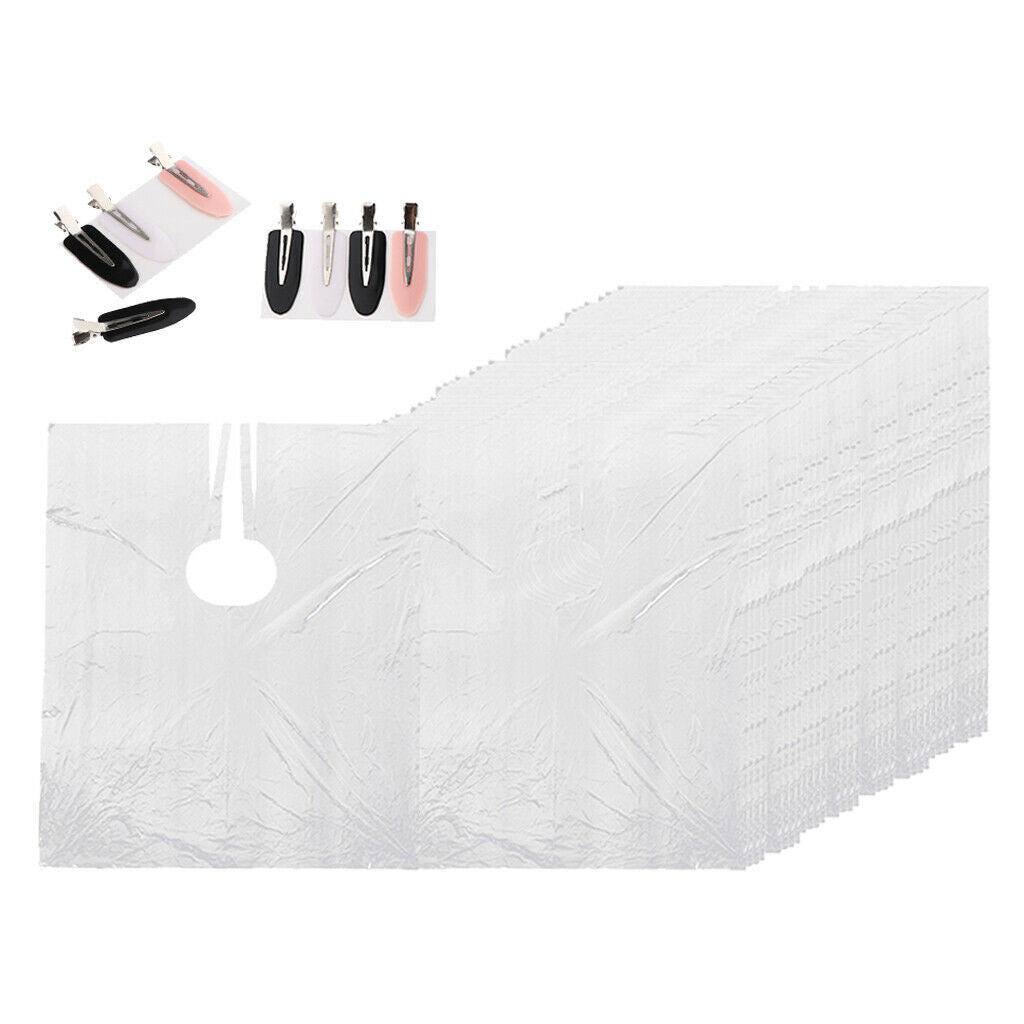 100x Hair Cutting Capes Gowns Salon Cloth Apron with 8x No Bend Hair Clips